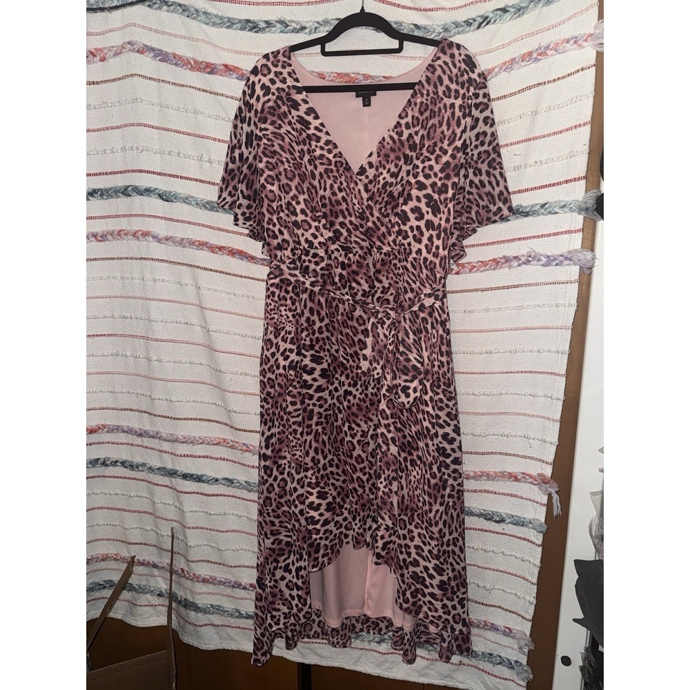 Torrid Womens Leopard Animal Print Wrap Dress 3 Midi Chiffon Romantic Boho Chic